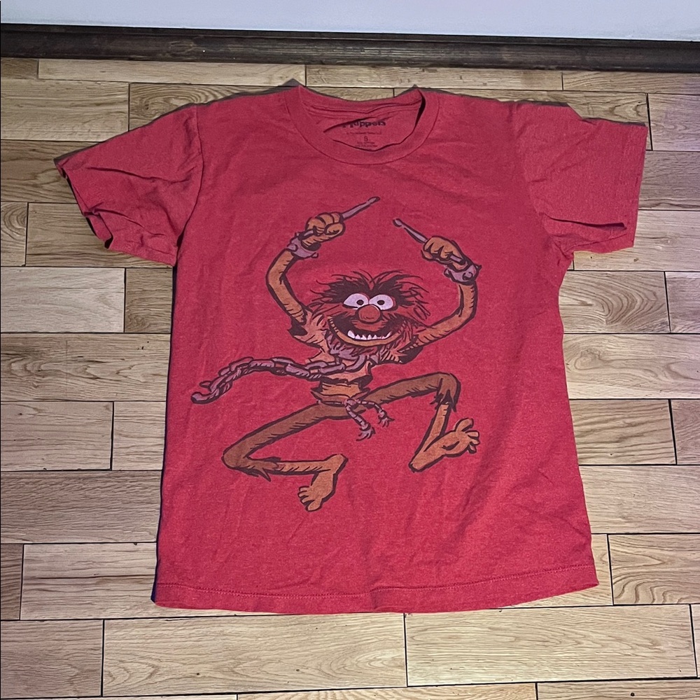 Red Graphic Women's Tee with Drummer Design
